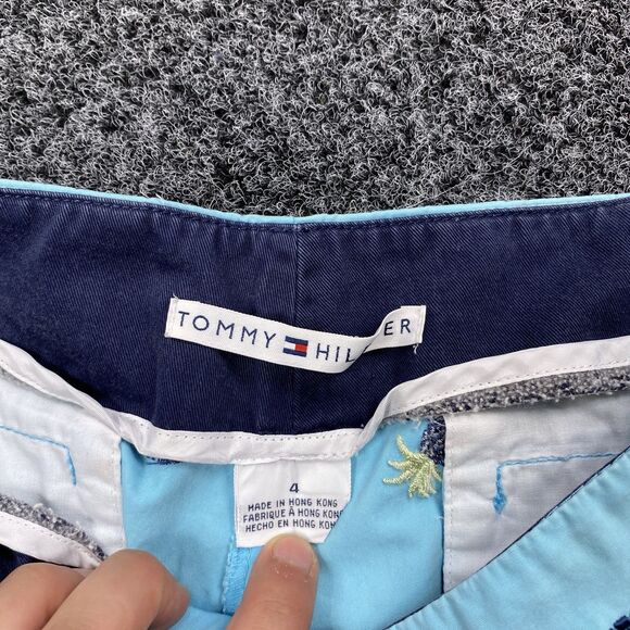 Tommy Hilfiger Women’s Capris Embroidered Blue Pineapple Bright Blue Size 4 - Picture 3 of 6